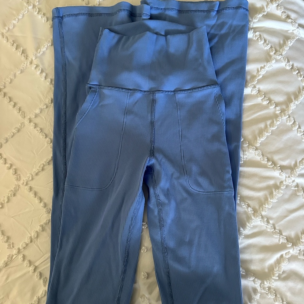 Blue High-Waisted Women's flare leggings